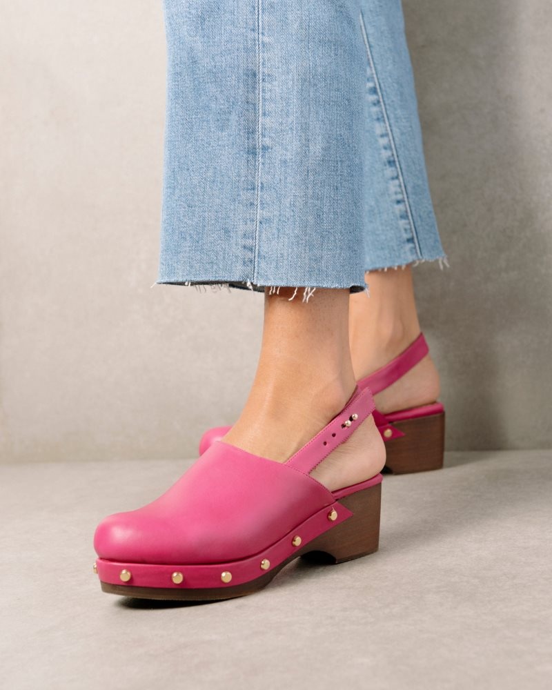 Alohas Vinyl Cuero Clogs Magenta | UDIMB9647