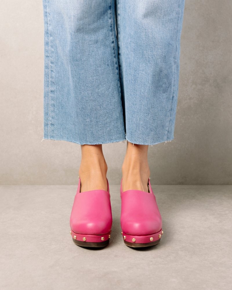 Alohas Vinyl Cuero Clogs Magenta | UDIMB9647