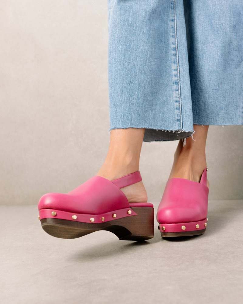 Alohas Vinyl Cuero Clogs Magenta | UDIMB9647