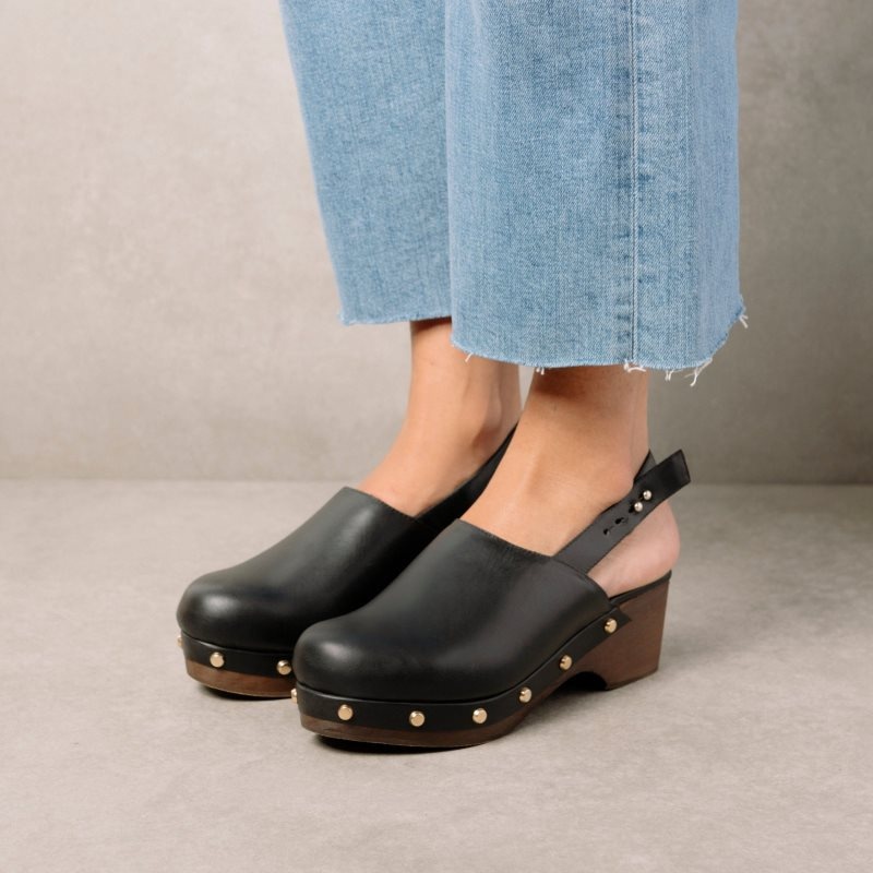 Alohas Vinyl Cuero Clogs Negros | IWFXP0257