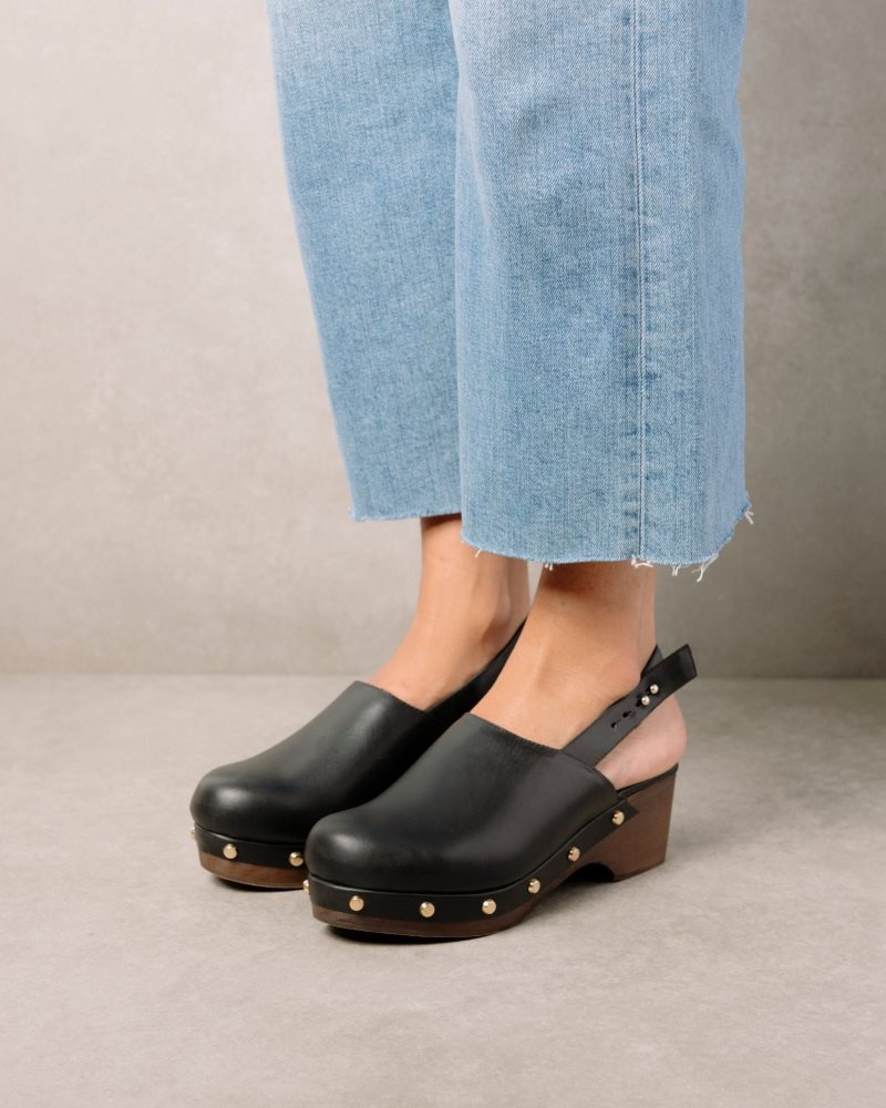 Alohas Vinyl Cuero Clogs Negros | IWFXP0257