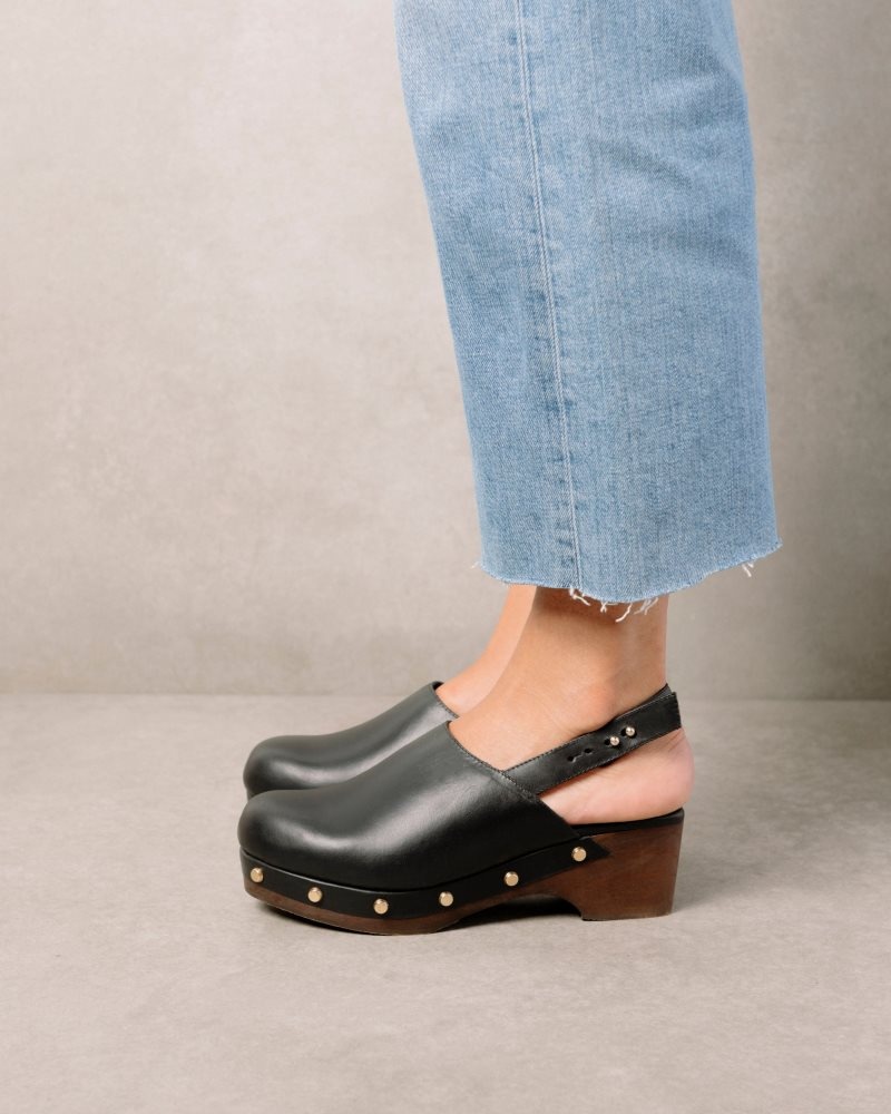 Alohas Vinyl Cuero Clogs Negros | IWFXP0257