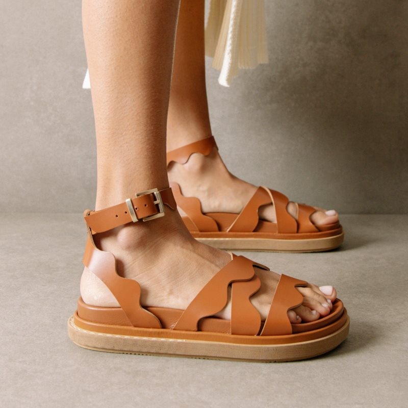 Alohas Wavy Cuero Sandals Marrom | UZYEG5740