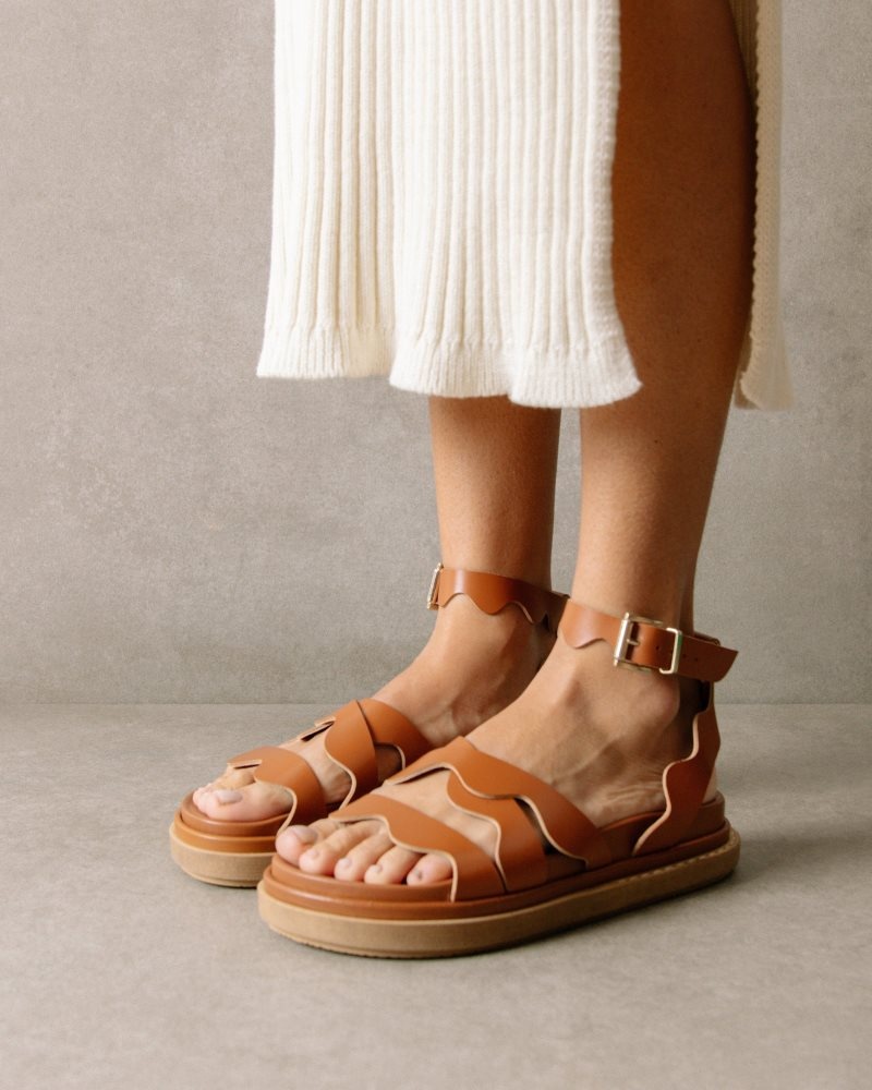 Alohas Wavy Cuero Sandals Marrom | UZYEG5740