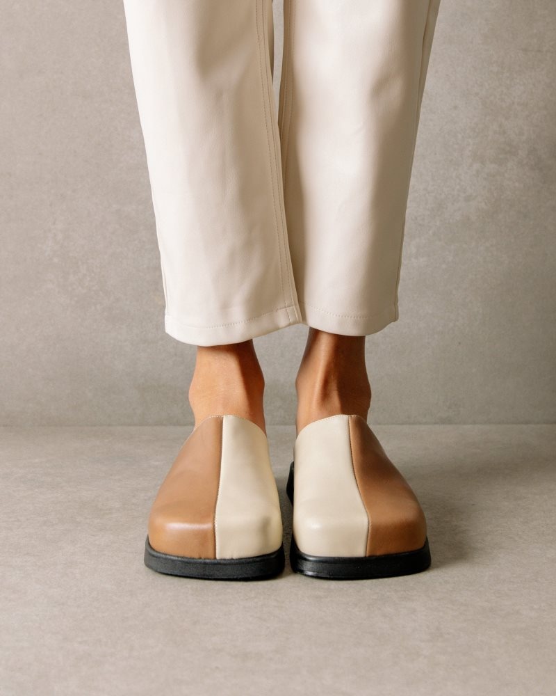 Alohas Whiz Cuero Mules Marrom Blancos | BEXCA4790