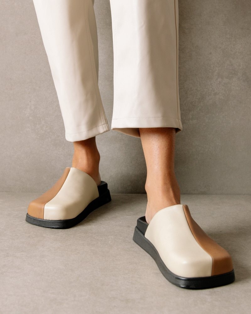 Alohas Whiz Cuero Mules Marrom Blancos | BEXCA4790