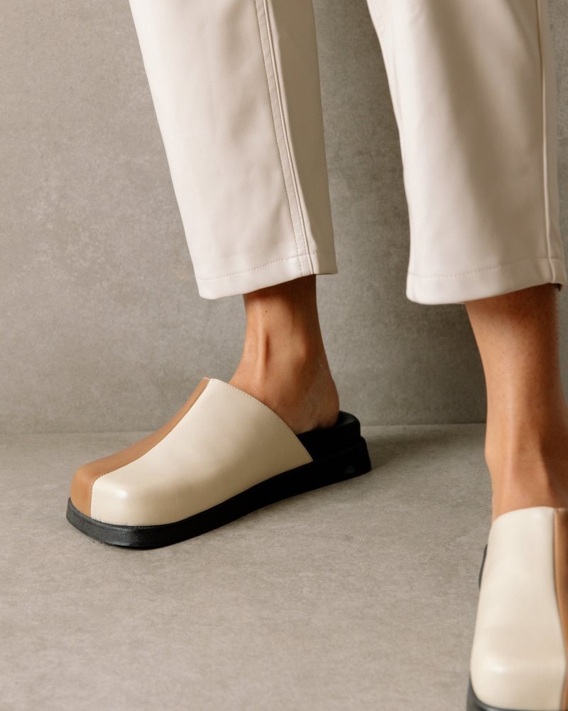 Alohas Whiz Cuero Mules Marrom Blancos | BEXCA4790