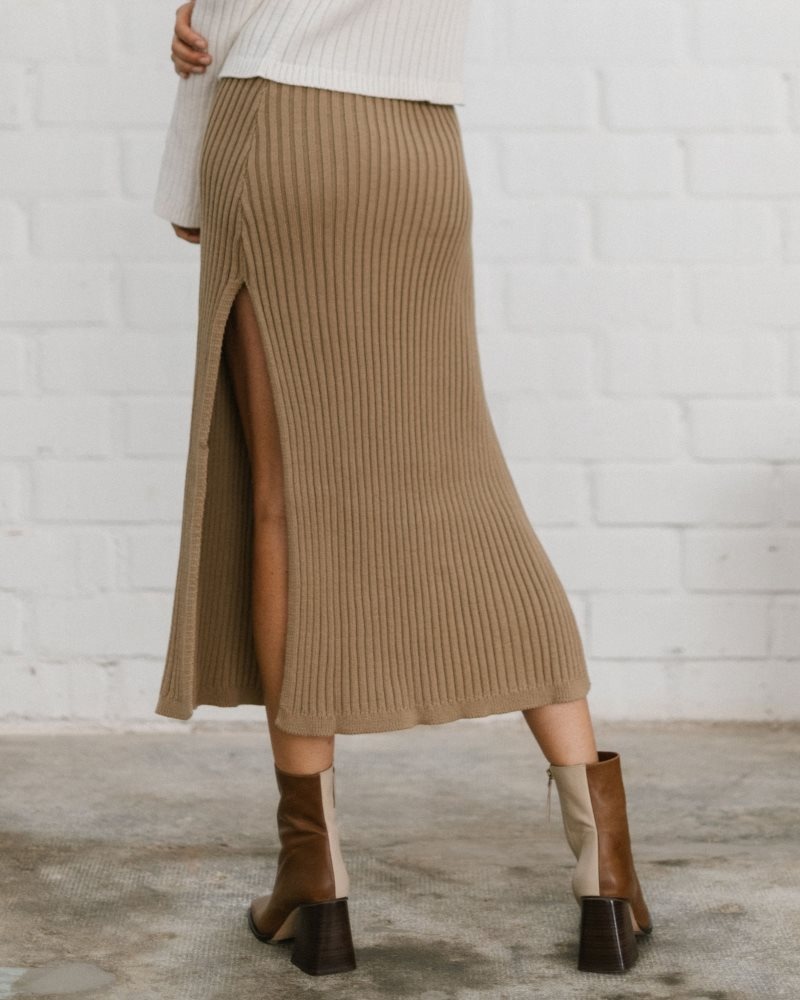 Alohas Wise Knit Skirt Marrom | OWQTE2716