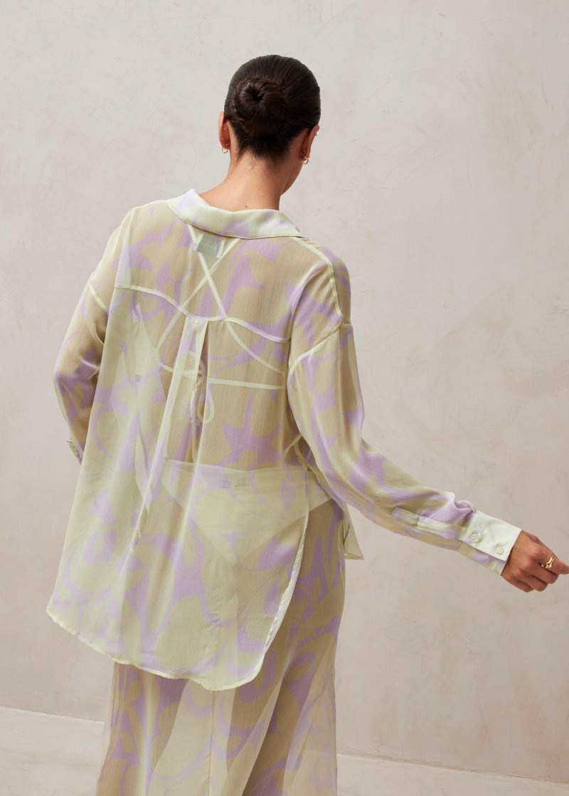 Alohas Yasu Pastel Printed Shirt Pastel Waves | KNUPO1532